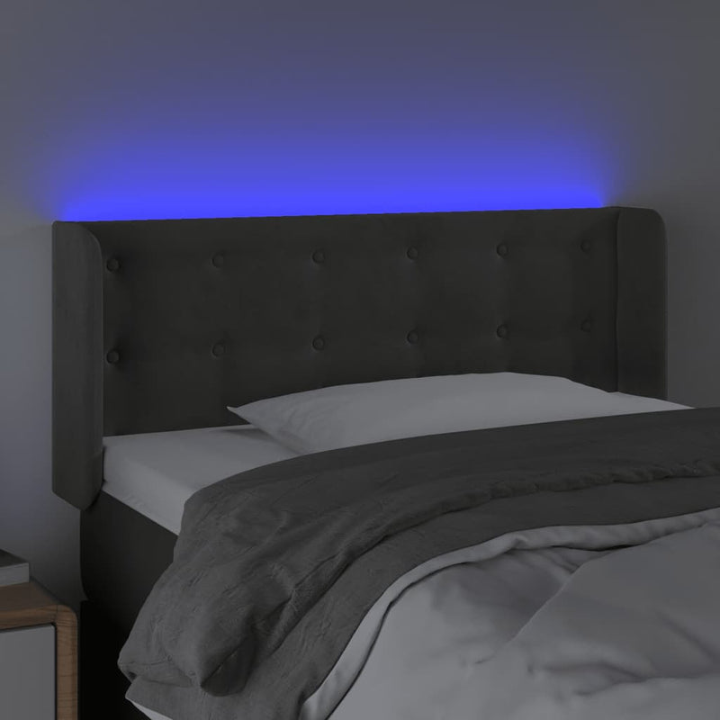 vidaXL sötétszürke bársony LED-es fejtámla 83 x 16 x 78/88 cm