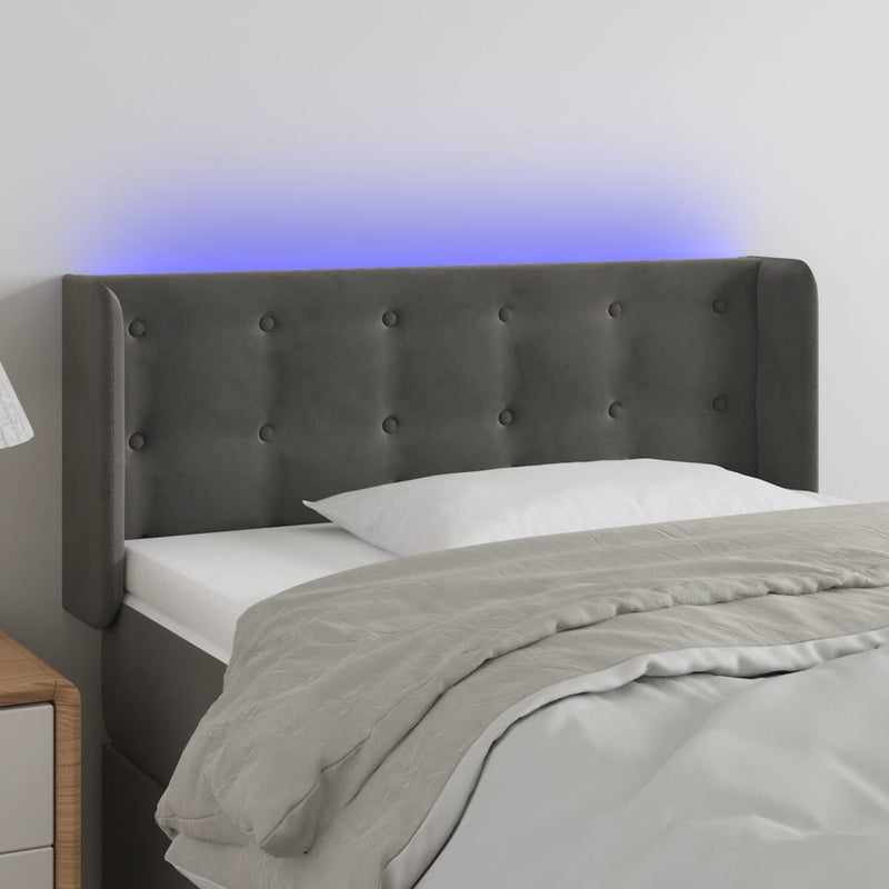 vidaXL sötétszürke bársony LED-es fejtámla 83 x 16 x 78/88 cm