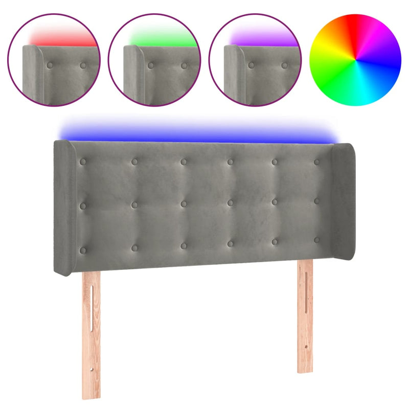 vidaXL világosszürke bársony LED-es fejtámla 93 x 16 x 78/88 cm