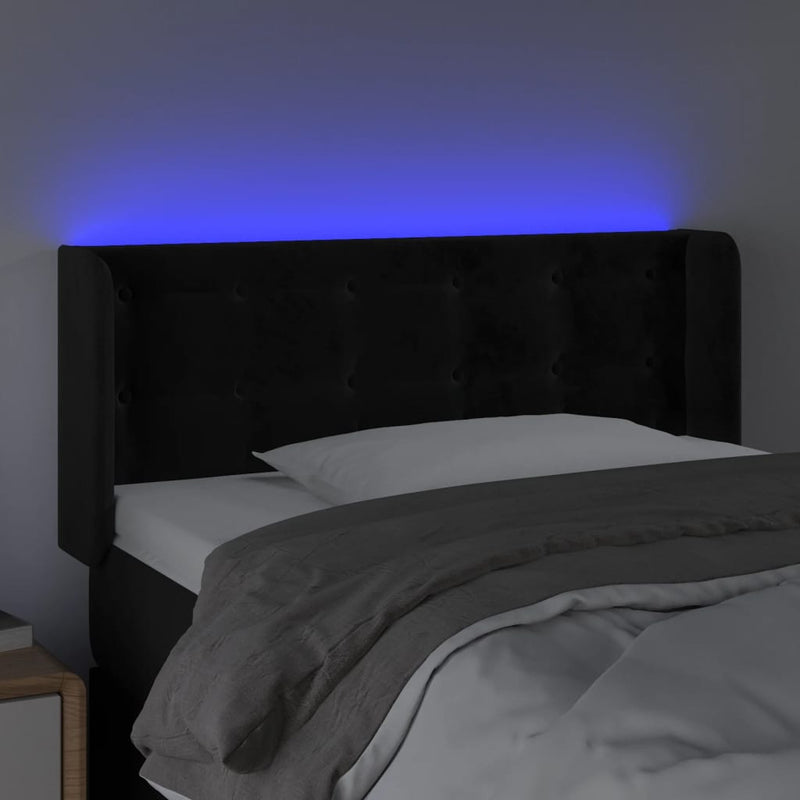 vidaXL fekete bársony LED-es fejtámla 93 x 16 x 78/88 cm