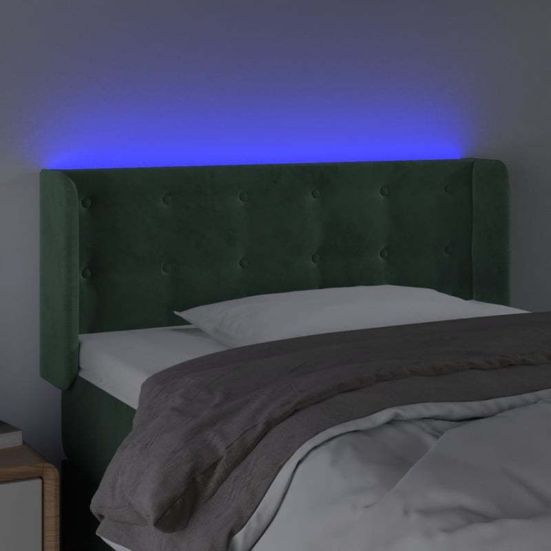 vidaXL sötétzöld bársony LED-es fejtámla 93 x 16 x 78/88 cm