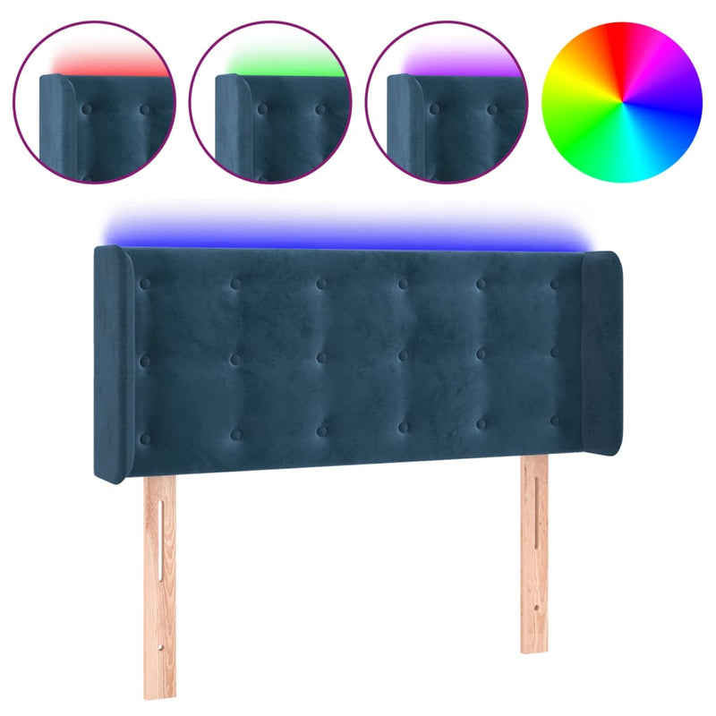 vidaXL sötétkék bársony LED-es fejtámla 93 x 16 x 78/88 cm