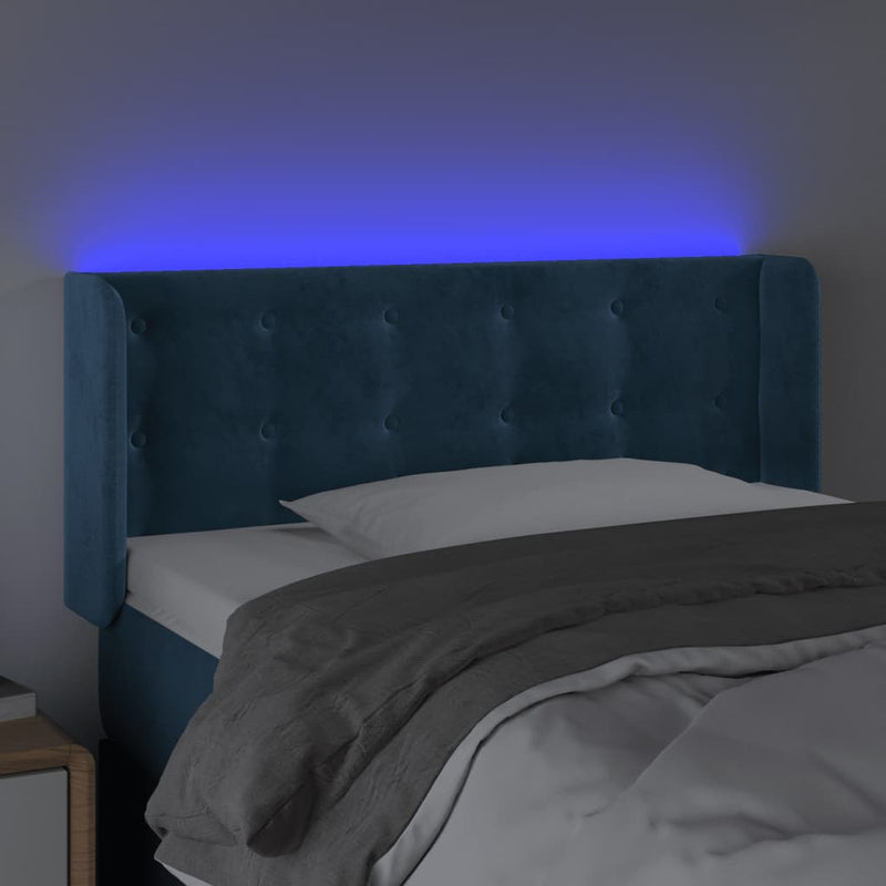 vidaXL sötétkék bársony LED-es fejtámla 93 x 16 x 78/88 cm
