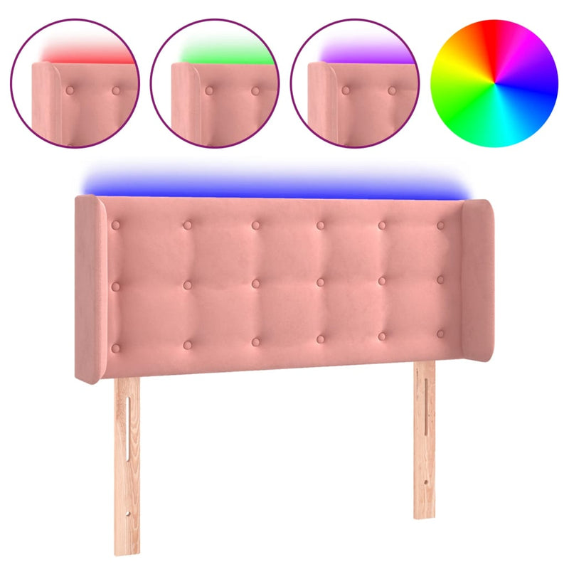 vidaXL rózsaszín bársony LED-es fejtámla 93x16x78/88 cm