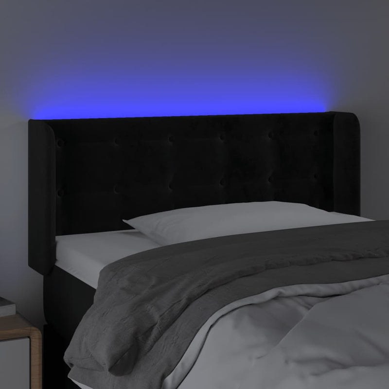 vidaXL fekete bársony LED-es fejtámla 103 x 16 x 78/88 cm