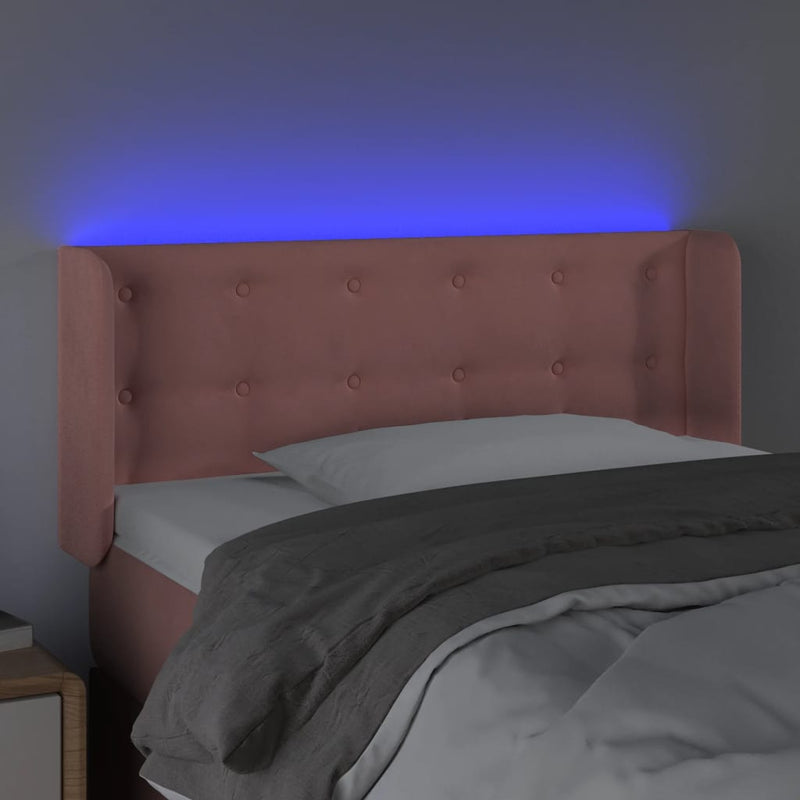 vidaXL rózsaszín bársony LED-es fejtámla 103x16x78/88 cm