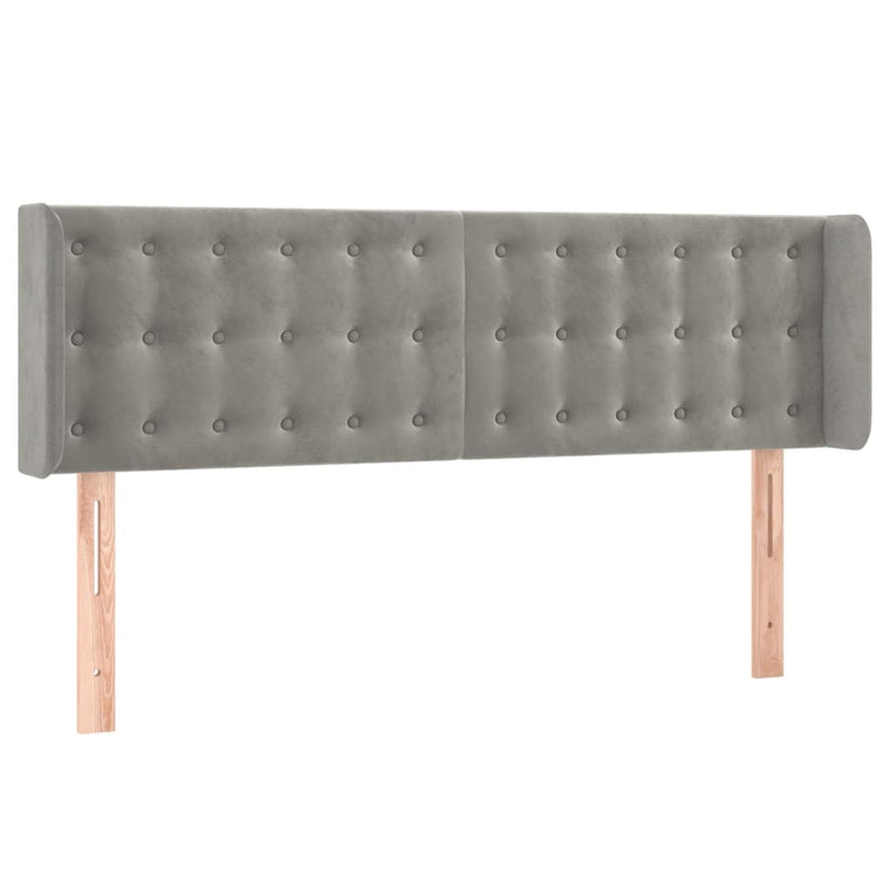 vidaXL világosszürke bársony LED-es fejtámla 147 x 16 x 78/88 cm