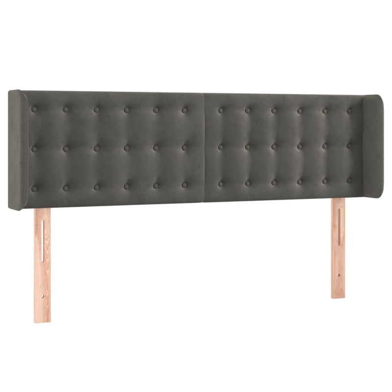 vidaXL sötétszürke bársony LED-es fejtámla 147 x 16 x 78/88 cm