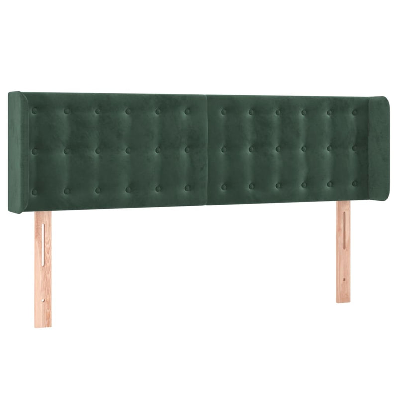 vidaXL sötétzöld bársony LED-es fejtámla 147 x 16 x 78/88 cm