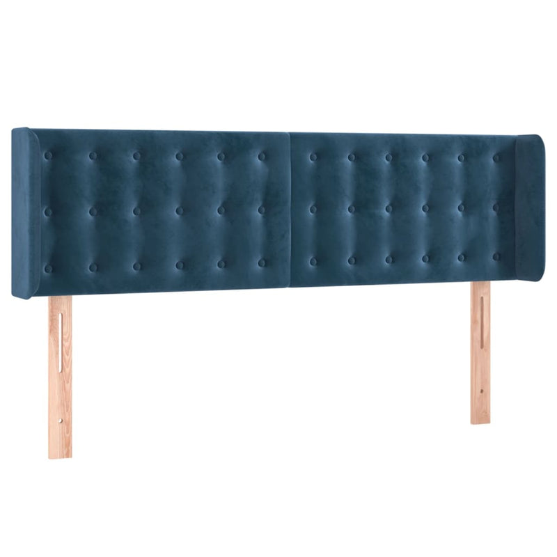 vidaXL sötétkék bársony LED-es fejtámla 147 x 16 x 78/88 cm