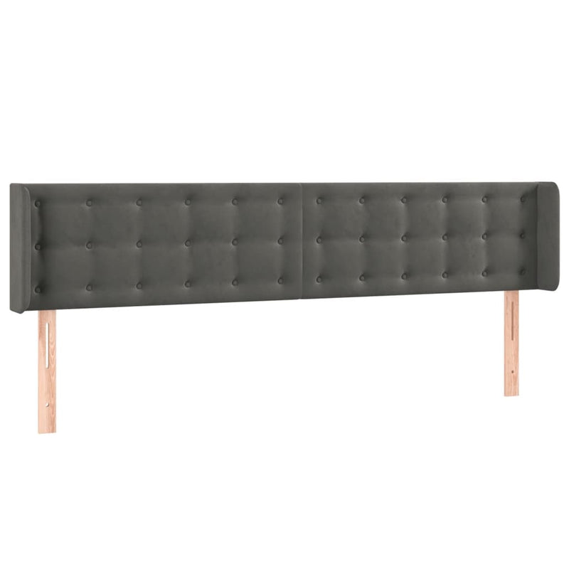 vidaXL sötétszürke bársony LED-es fejtámla 163 x 16 x 78/88 cm