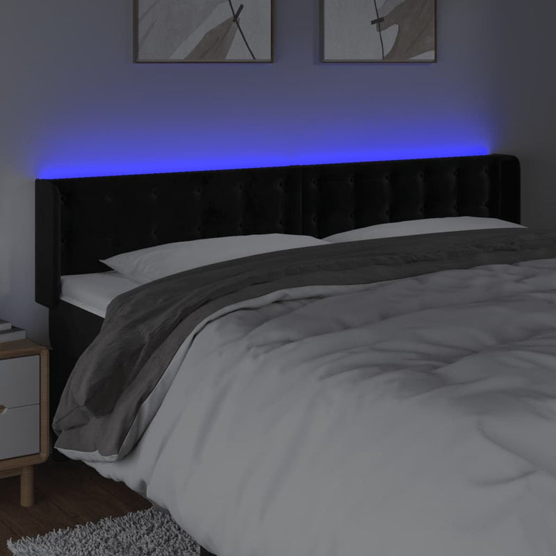 vidaXL fekete bársony LED-es fejtámla 163 x 16 x 78/88 cm