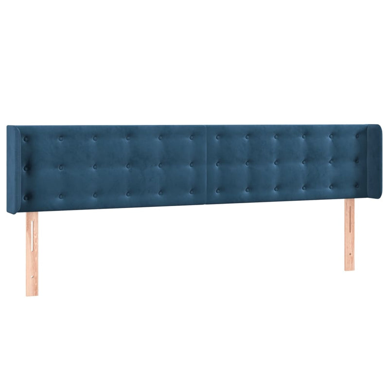 vidaXL sötétkék bársony LED-es fejtámla 163 x 16 x 78/88 cm