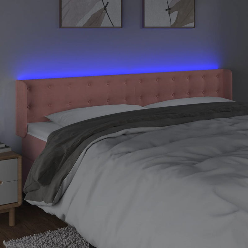 vidaXL rózsaszín bársony LED-es fejtámla 163x16x78/88 cm