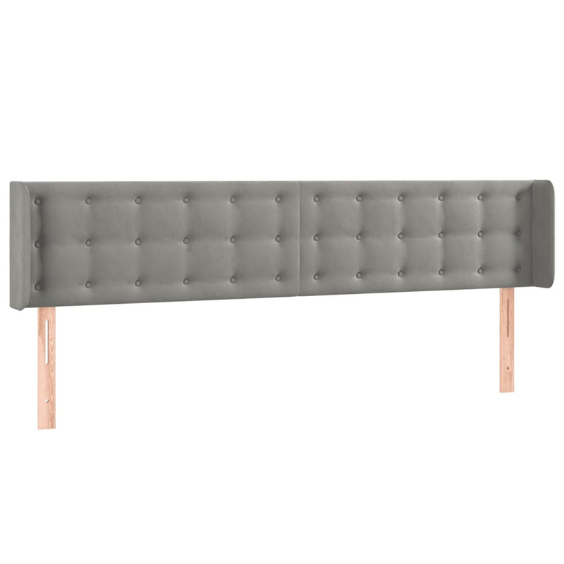 vidaXL világosszürke bársony LED-es fejtámla 183 x 16 x 78/88 cm