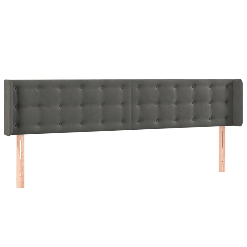 vidaXL sötétszürke bársony LED-es fejtámla 183 x 16 x 78/88 cm