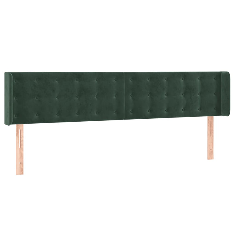 vidaXL sötétzöld bársony LED-es fejtámla 183 x 16 x 78/88 cm