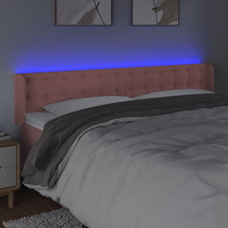 vidaXL rózsaszín bársony LED-es fejtámla 183x16x78/88 cm