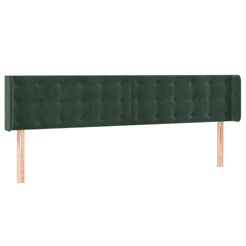 vidaXL sötétzöld bársony LED-es fejtámla 203 x 16 x 78/88 cm
