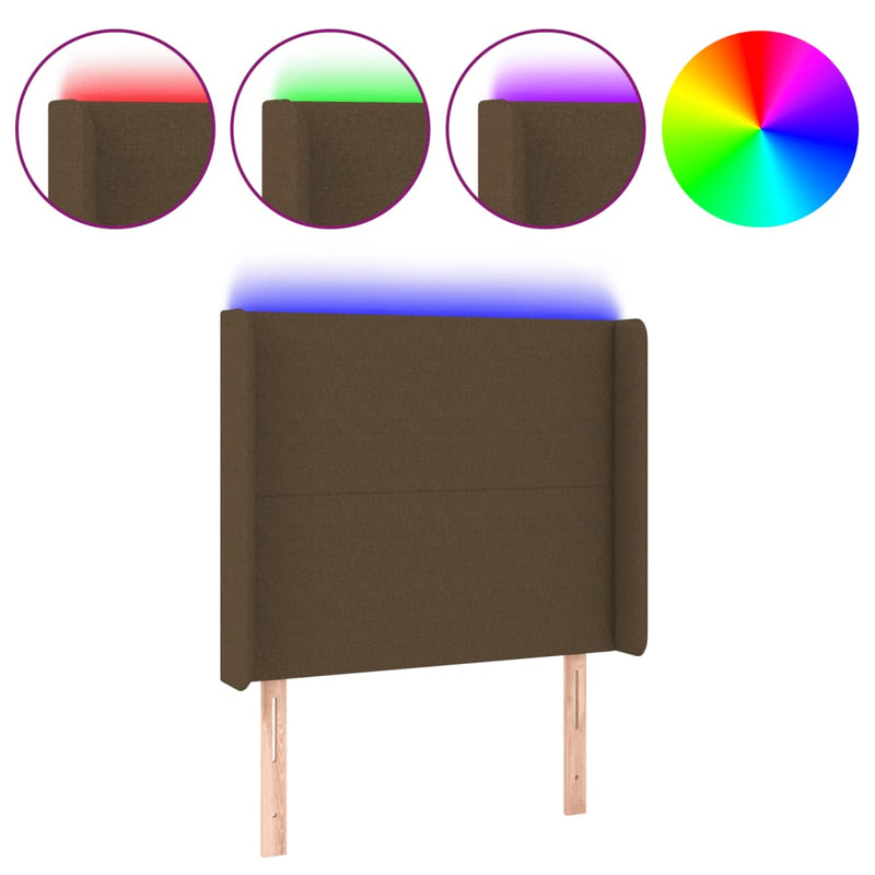 vidaXL sötétbarna szövet LED-es fejtámla 83x16x118/128 cm