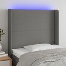 vidaXL sötétszürke szövet LED-es fejtámla 93x16x118/128 cm
