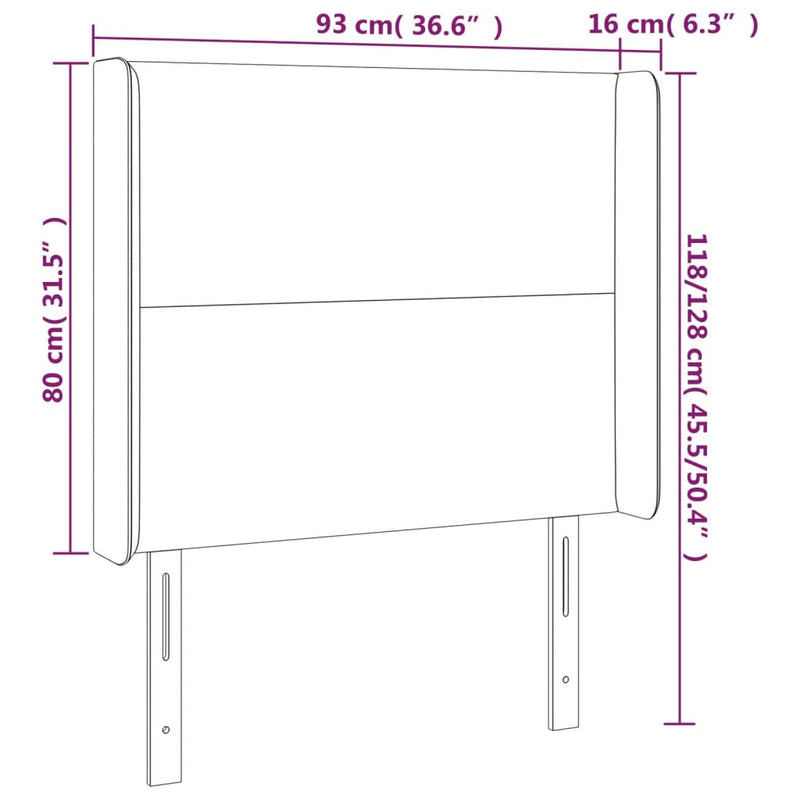 vidaXL krémszínű szövet LED-es fejtámla 93x16x118/128 cm