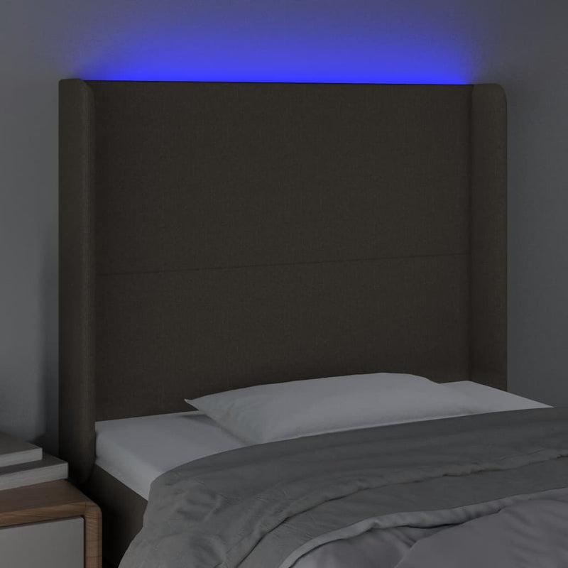 vidaXL tópszínű szövet LED-es fejtámla 103x16x118/128 cm
