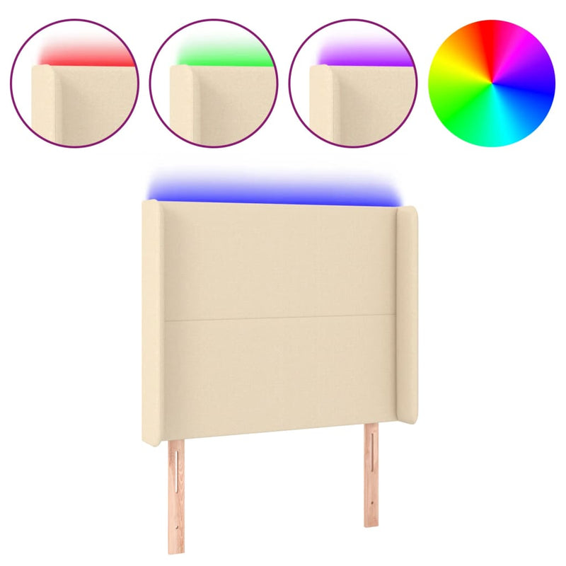vidaXL krémszínű szövet LED-es fejtámla 103x16x118/128 cm
