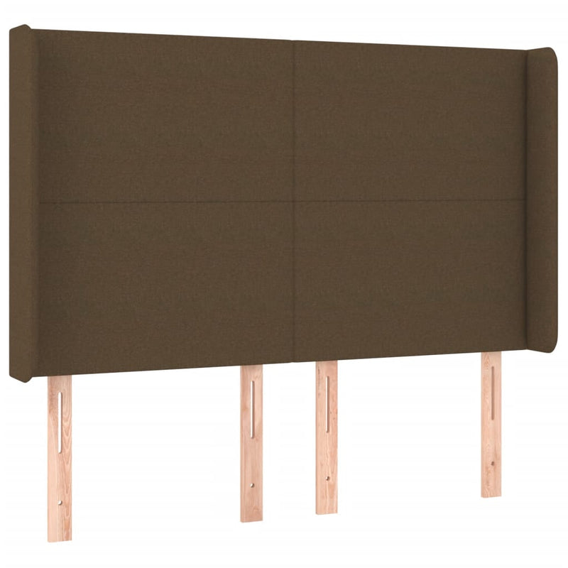 vidaXL sötétbarna szövet LED-es fejtámla 147x16x118/128 cm