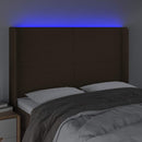 vidaXL sötétbarna szövet LED-es fejtámla 147x16x118/128 cm