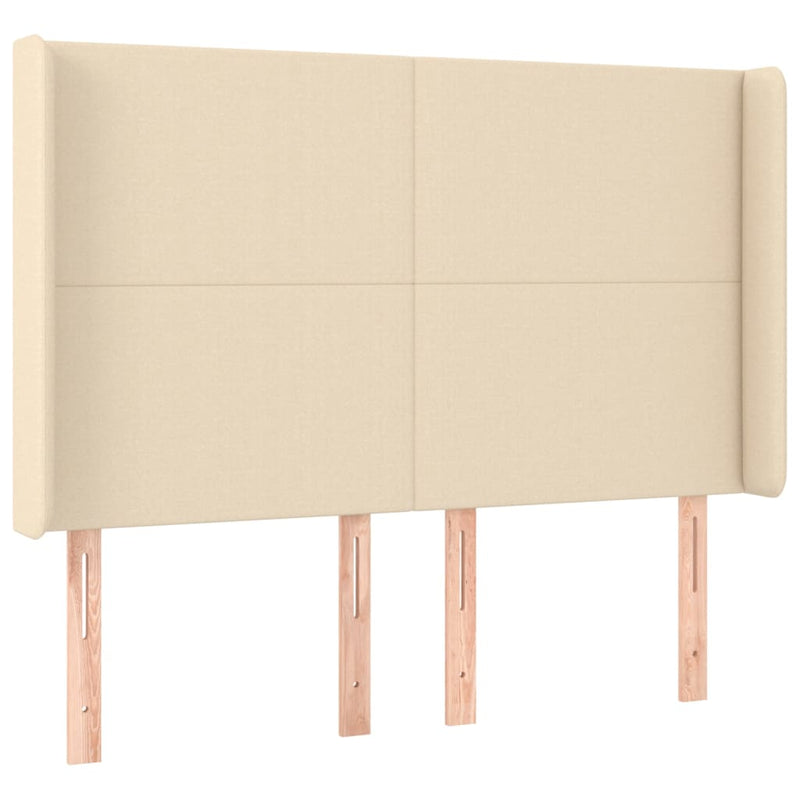 vidaXL krémszínű szövet LED-es fejtámla 147x16x118/128 cm