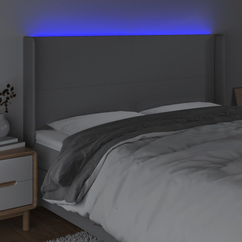 vidaXL világosszürke szövet LED-es fejtámla 163x16x118/128 cm