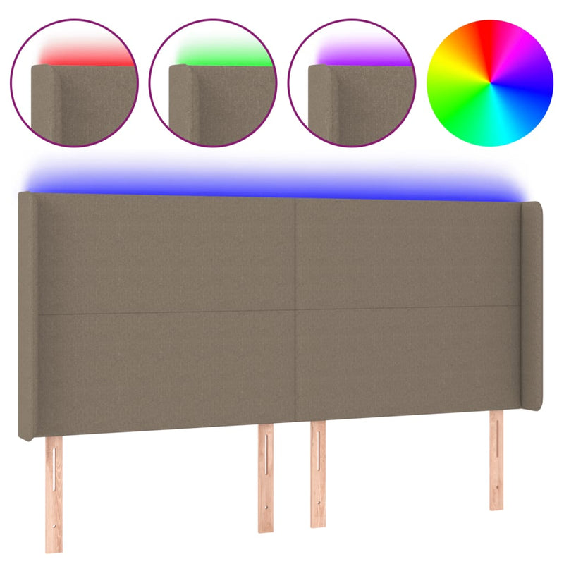 vidaXL tópszínű szövet LED-es fejtámla 163x16x118/128 cm