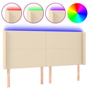 vidaXL krémszínű szövet LED-es fejtámla szárnyakkal 163x16x118/128 cm