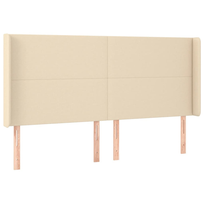vidaXL krémszínű szövet LED-es fejtámla szárnyakkal 163x16x118/128 cm