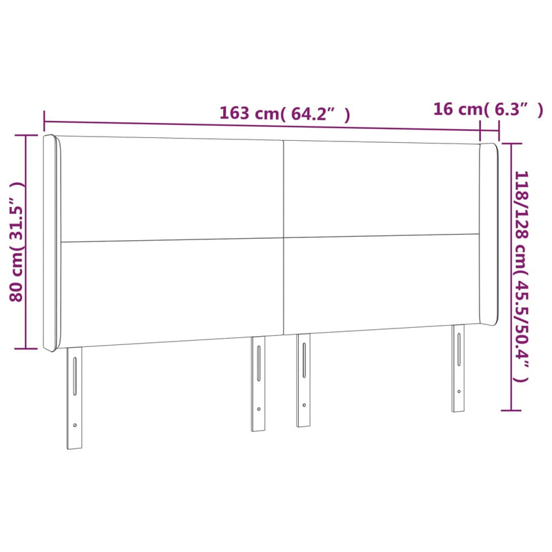 vidaXL kék szövet LED-es fejtámla 163x16x118/128 cm