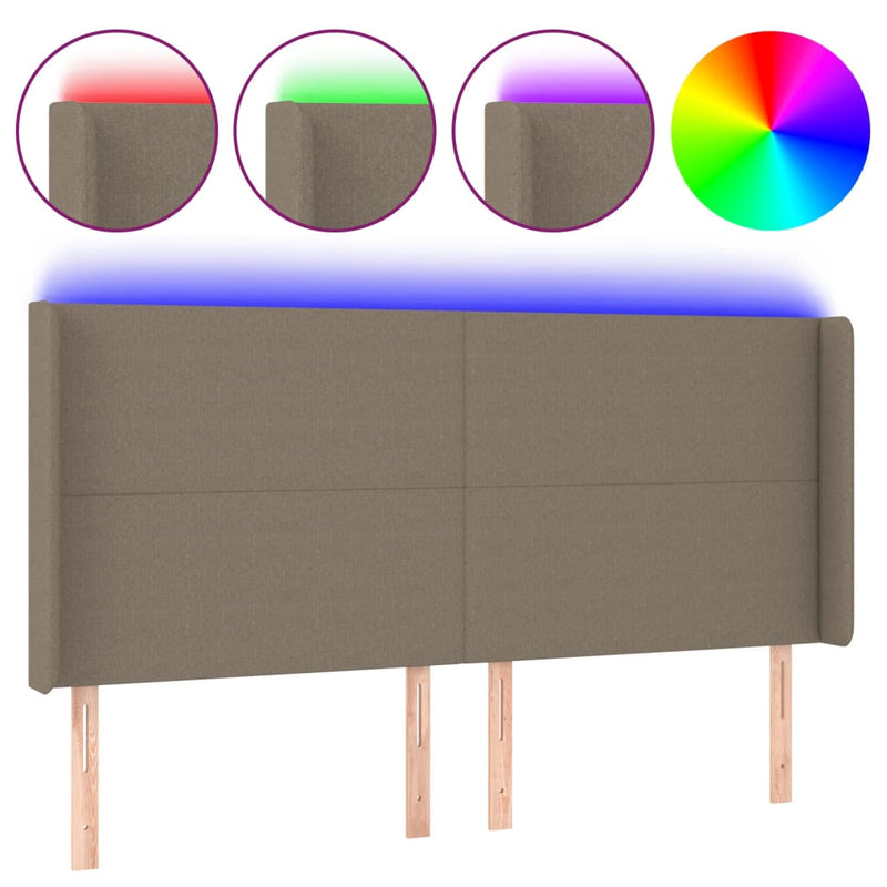 vidaXL tópszínű szövet LED-es fejtámla 183x16x118/128 cm