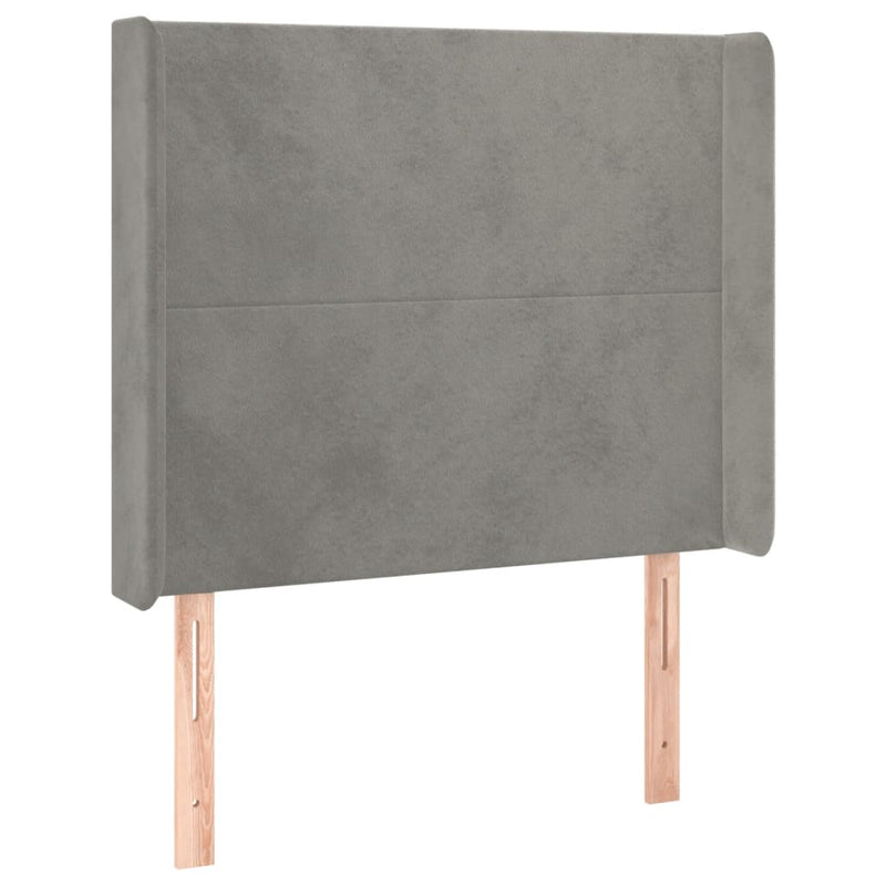 vidaXL világosszürke bársony LED-es fejtámla 83x16x118/128 cm