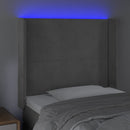 vidaXL világosszürke bársony LED-es fejtámla 83x16x118/128 cm