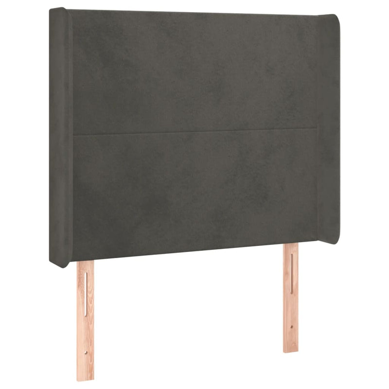 vidaXL sötétszürke bársony LED-es fejtámla 93x16x118/128 cm