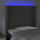 vidaXL sötétszürke bársony LED-es fejtámla 93x16x118/128 cm