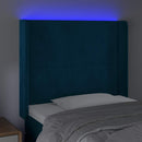 vidaXL sötétkék bársony LED-es fejtámla 93x16x118/128 cm