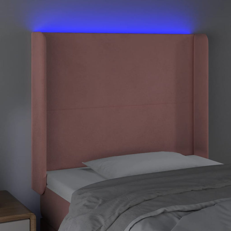 vidaXL rózsaszín bársony LED-es fejtámla 93x16x118/128 cm
