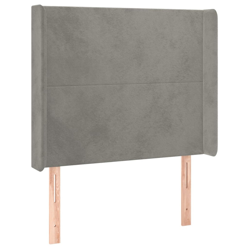 vidaXL világosszürke bársony LED-es fejtámla 103x16x118/128 cm