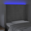 vidaXL világosszürke bársony LED-es fejtámla 103x16x118/128 cm