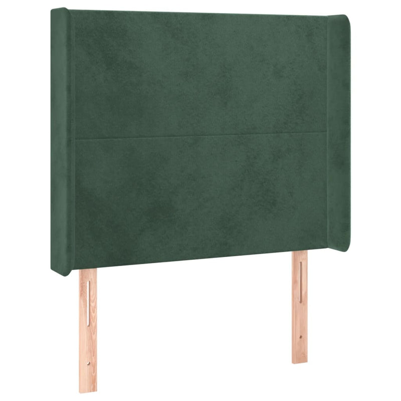 vidaXL sötétzöld bársony LED-es fejtámla 103x16x118/128 cm