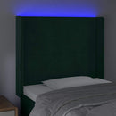 vidaXL sötétzöld bársony LED-es fejtámla 103x16x118/128 cm