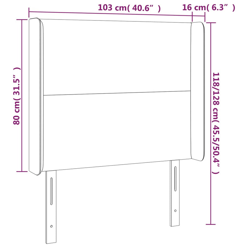 vidaXL sötétzöld bársony LED-es fejtámla 103x16x118/128 cm