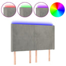 vidaXL világosszürke bársony LED-es fejtámla 147x16x118/128 cm