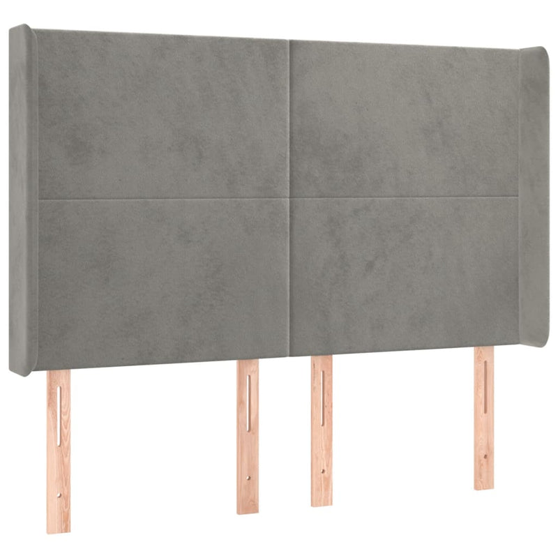 vidaXL világosszürke bársony LED-es fejtámla 147x16x118/128 cm